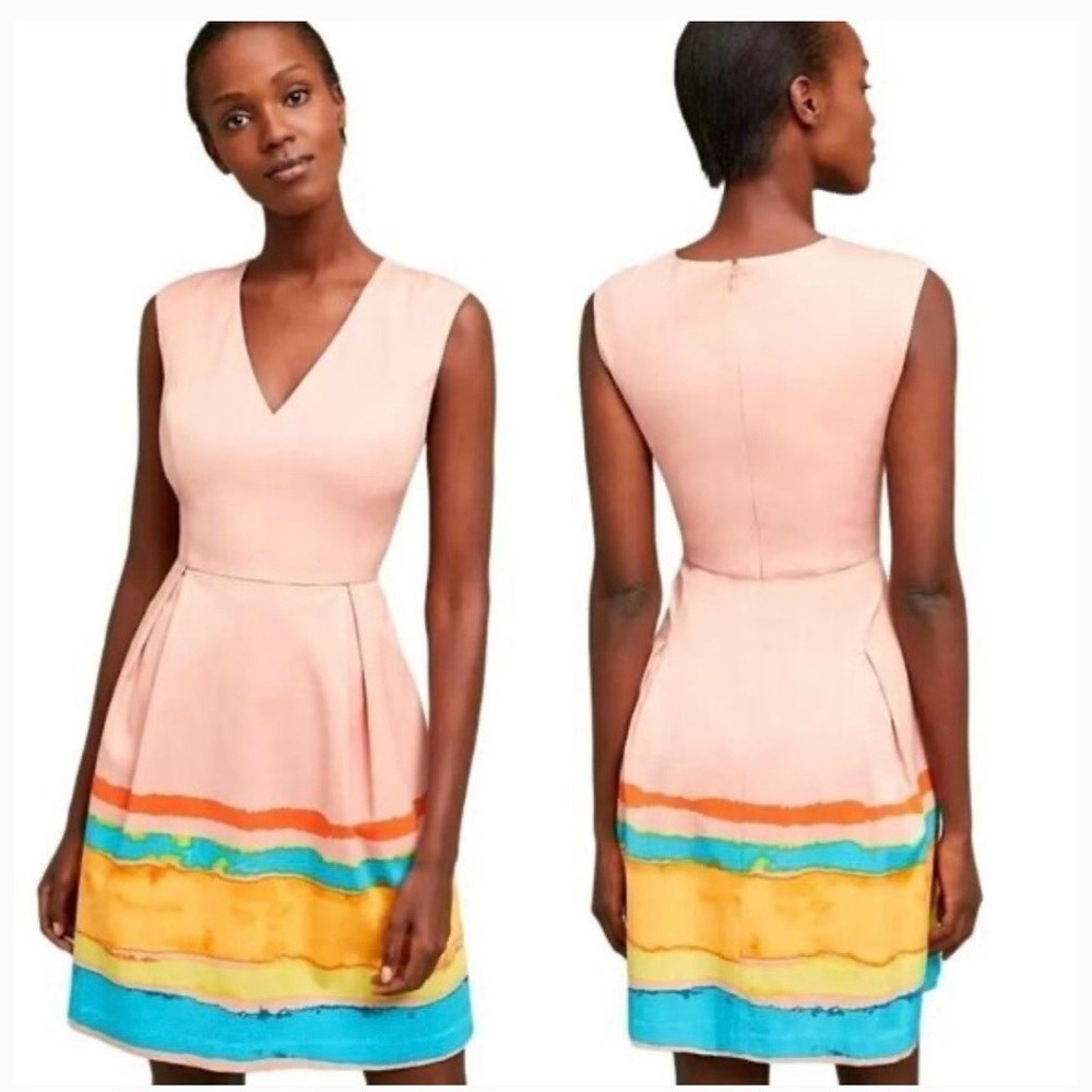 Anthropologie x Tracy Reece Pink A-Line Mini Dress with Cap Sleeves